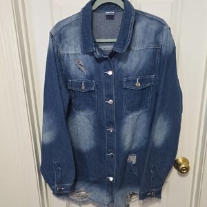 Denim Distressed Shacket